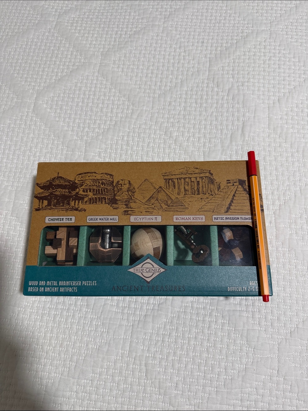 Ancient Treasures Puzzle Set - Teal and Natural Wood